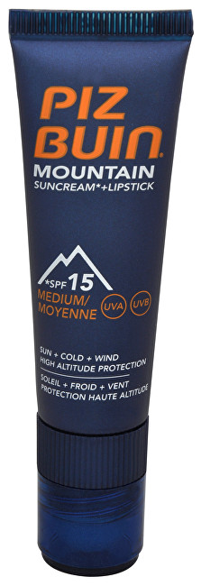 Piz Buin Sluneční krém SPF 15 a ochranný balzám na rty SPF 30 2 v 1 (Mountain Combi "2 in 1" Sun Cream a Lipstick) 20 ml + 2,3 ml
