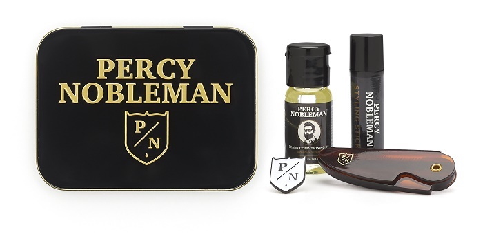 Percy Nobleman Pánská cestovní sada na vousy (Stylingový vosk + Olej na vousy + Hřeben)