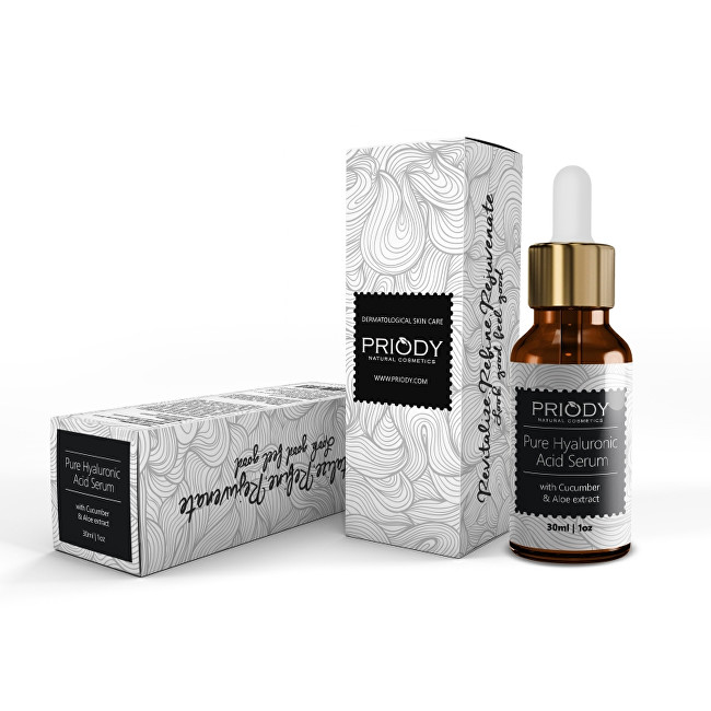 Priody Rozjasňující a hydratační sérum s čistou kyselinou hyaluronovou, extraktem z okurky a Aloe (Pure Hyaluronic Acid Serum With Cucumber & Aloe Extract) 30 ml