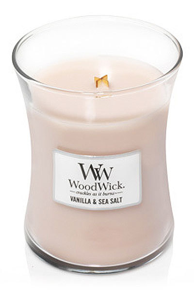 WoodWick Vonná svíčka váza Vanilla & Sea Salt 275 g