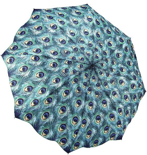 Blooming Brollies Dámský automatický skládací deštník Peacock Themed Folding Style Umbrella GMFPEAN Blooming Brollies