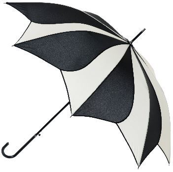Blooming Brollies Dámský holový vystřelovací deštník Black and Cream Swirl Umbrella EDSSWB/C