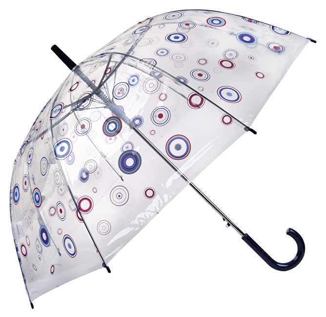 Blooming Brollies Dámský průhledný holový deštník Basics Clear Circles 12036 Blue
