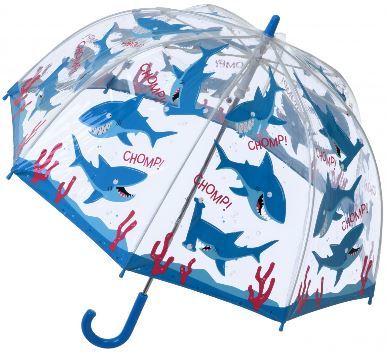 Blooming Brollies Dětský průhledný holový deštník Buggz Kids Shark SBUSHA