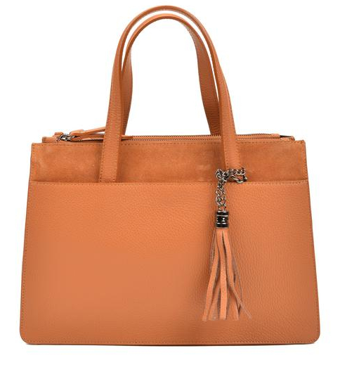 Carla Ferreri Kožená kabelka SS19CF1466 Cognac Carla Ferreri