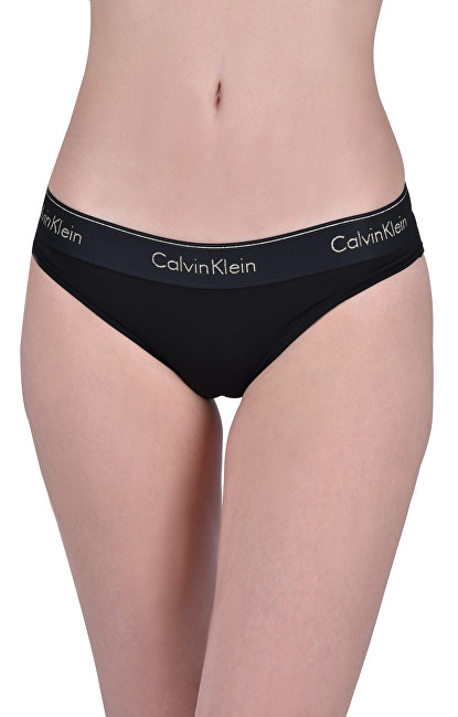 Calvin Klein Dámské kalhotky Monogram Bikini Black w/gold logo QF5045E-7LN M