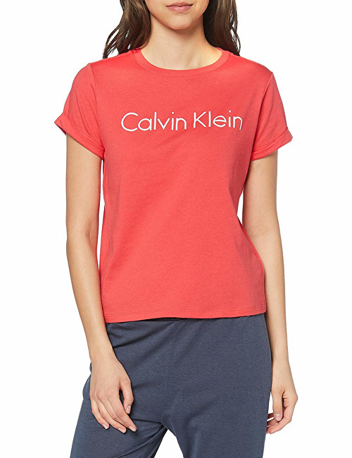 Calvin Klein Dámské triko S/S Crew Neck Cotton Cord Top QS5789E-LFX Fire Lily L