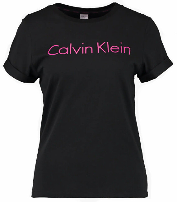Calvin Klein Dámské triko S/S Crew Neck Cotton Cord Top QS5789E-THE Black W/Thrill Logo L