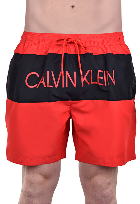 Calvin Klein Pánské koupací kraťasy Medium Drawstring KM0KM00293-655 Flame Scarlet L