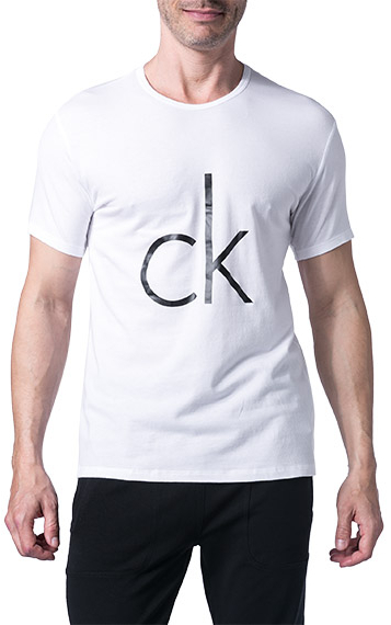 Calvin Klein Pánské triko CK Sleep Cotton S/S Crew Neck NB1164E-100 White Whit Logo L