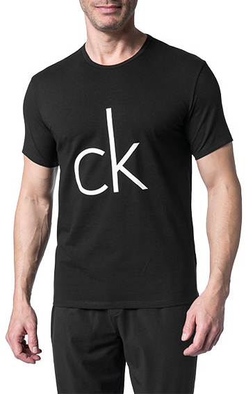 Calvin Klein Pánské triko CK Sleep Cotton S/S Crew Neck NB1164E-5WA Black With Logo L