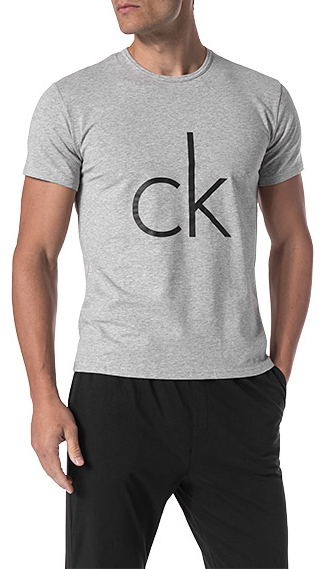 Calvin Klein Pánské triko CK Sleep Cotton S/S Crew Neck NB1164E-6HY Grey With Logo L