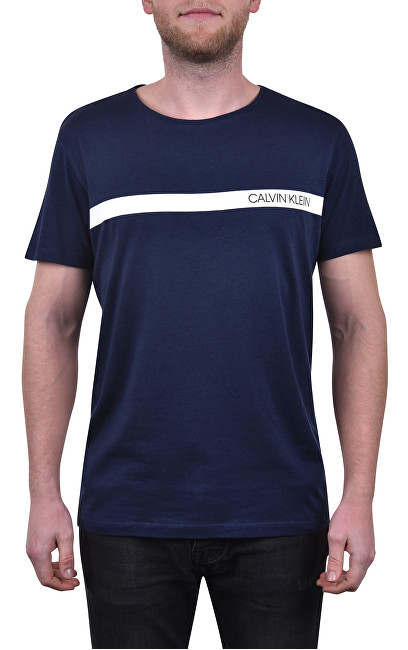 Calvin Klein Pánské triko Relaxed Crew Tee KM0KM00329-445 Blue Shadow M