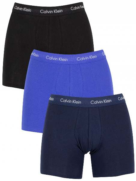 Calvin Klein Sada boxerek Cotton Stretch 3P Boxer Brief NB1770A-4KU Black, Blue Shadow, Cobalt Water M
