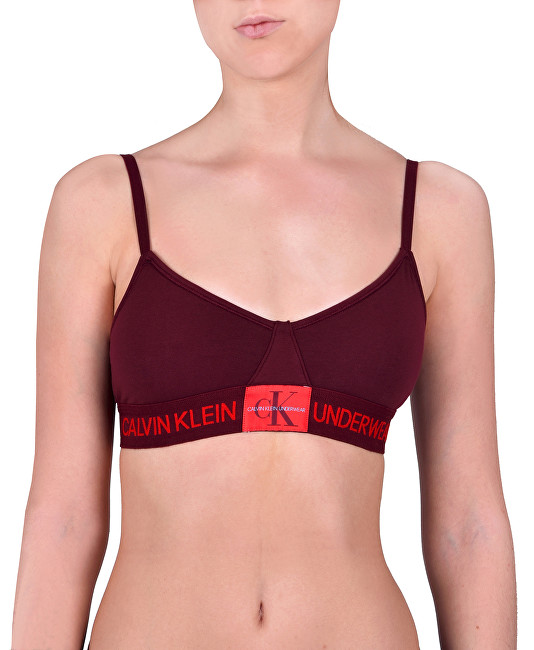 Calvin Klein Sportovní podprsenka Unlined Triangle Phoebe w/manic red patch QF4919E-XP2 M