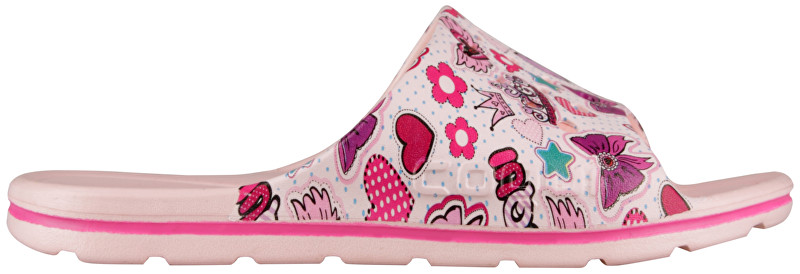 Coqui Dětské pantofle Long Printed Candy Pink Hearts 6375-224-4100 30-31