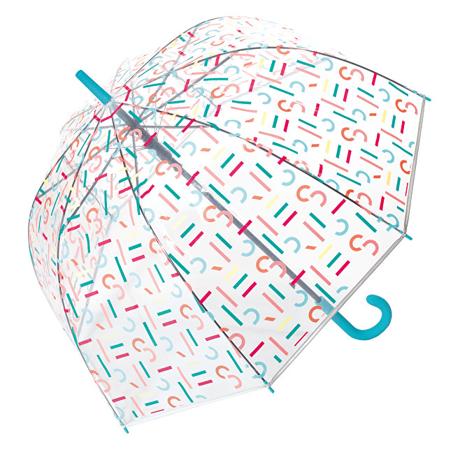 Esprit Dámský holový deštník Long AC Domeshape Transparent Letterjam
