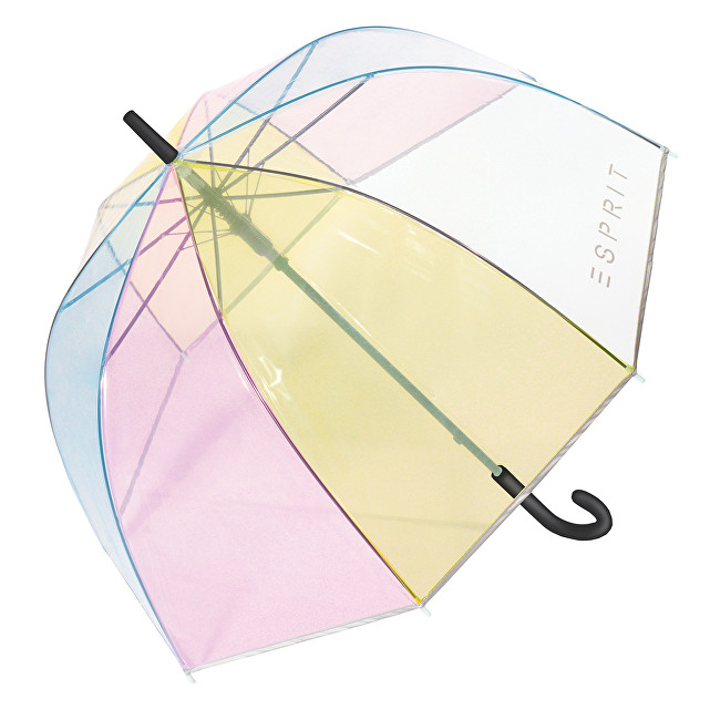 Esprit Dámský holový deštník Long AC Domeshape Transparent Rainbow