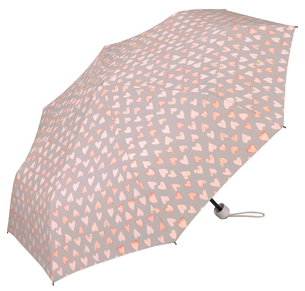 Esprit Dámský skládací deštník s taškou Super Mini Water Color Hearts cream pink