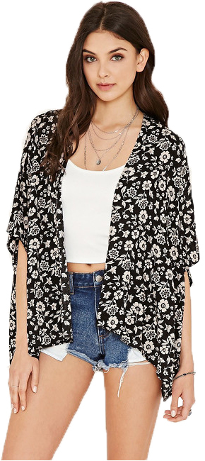Forever 21 Dámský cardigan Floral Print Kimono S