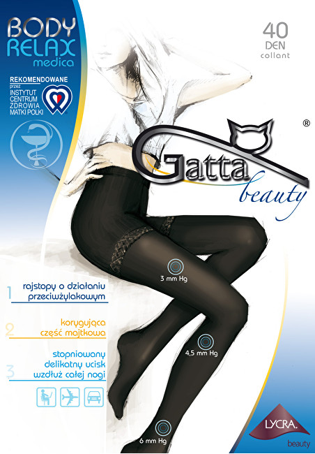 Gatta Černé dámské punčochové kalhoty kompresní Body Relax Medica 40 nero GB507000x90 5