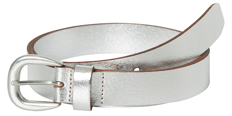 Pieces Dámský kožený opasek Licia Leather Jeans Belt Silver Colour 90 cm