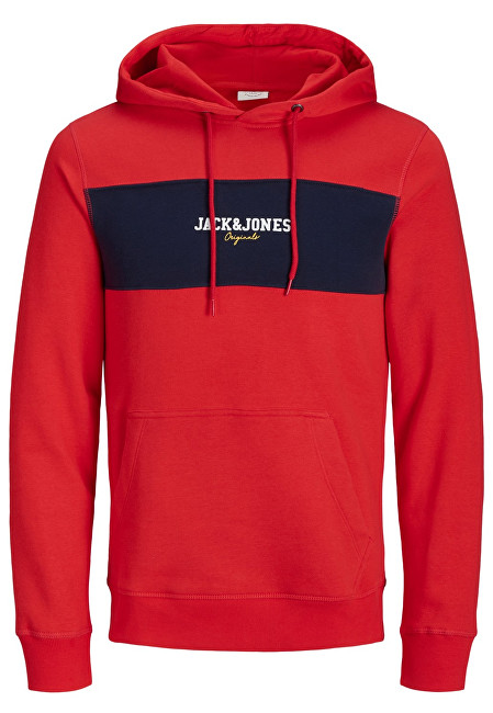 Jack&Jones Pánská mikina Jorjosh Sweat Hood Fiery Red Reg S