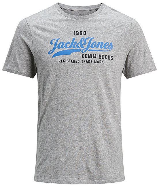Jack&Jones Pánské triko Jjelogo Tee Ss Crew Neck Two Color Noos Light Grey Melange S