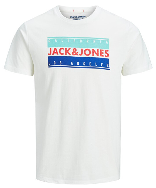 Jack&Jones Pánské triko Jorretrocali Tee Ss Crew Neck Cloud Dancer S
