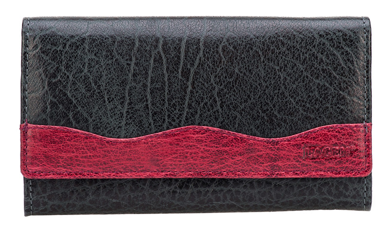 Lagen Dámská černovínová kožená peněženka Black/Wine 4013