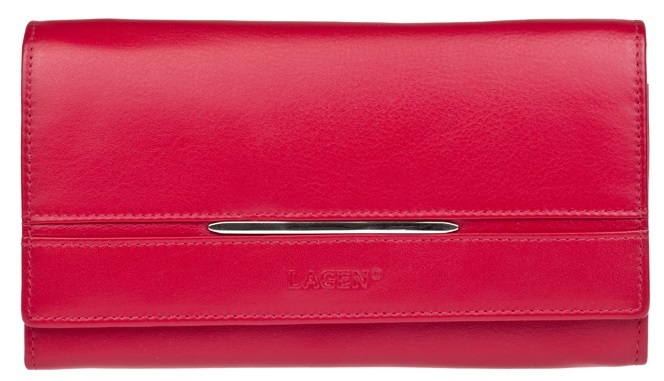 Lagen Dámská luxusní kožená peněženka Red 9530