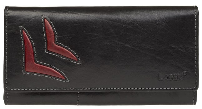 Lagen Dámská kožená peněženka Black/Red 6011/T