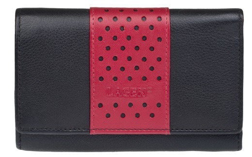 Lagen Dámská kožená peněženka Black/Red V16