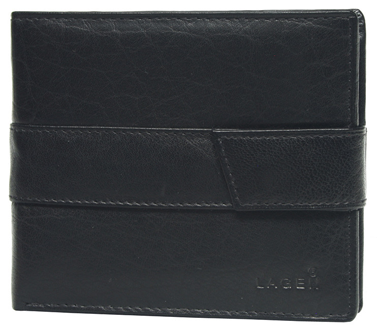 Lagen Pánská černá kožená peněženka Black V-03