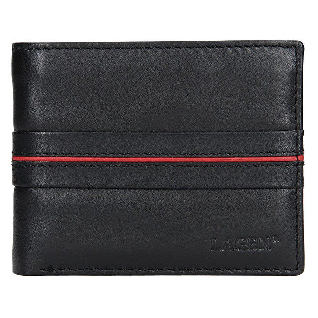 Lagen Pánská kožená peněženka 3905 Black/Red