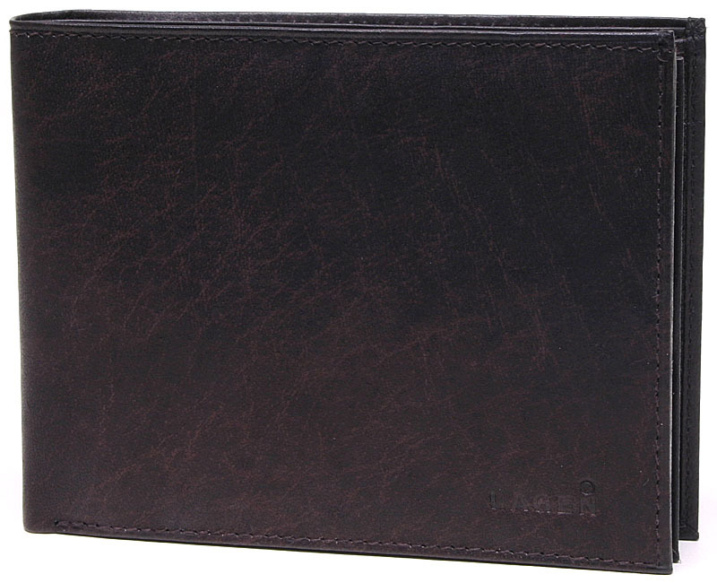 Lagen Pánská tmavě hnědá kožená peněženka Dark Brown V-75
