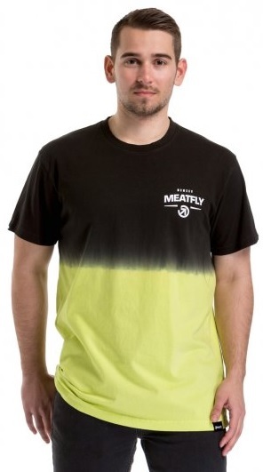 Meatfly Pánské triko Spill 2 T-shirt A-Safety Yellow, Black M