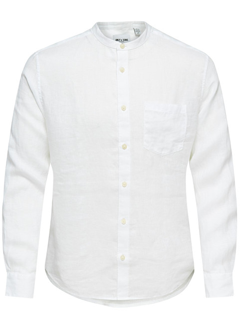 ONLY&SONS Pánská košile Luke LS Linen Mandarine Shirt S
