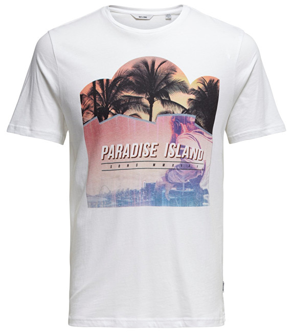 ONLY&SONS Pánské triko Pacifica Ss Fitted Tee Camp White M