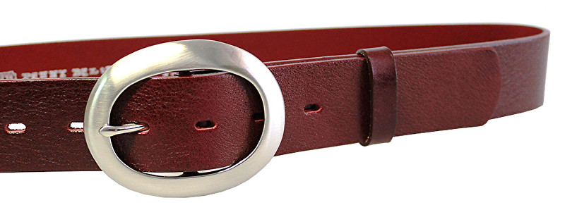 Penny Belts Dámský kožený opasek 11895 Tmavě Červený 100 cm