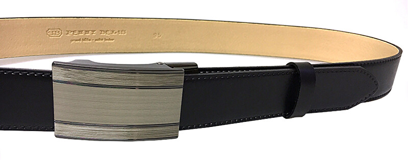 Penny Belts Pánský kožený společenský opasek 35-020-A7 Černý 95 cm