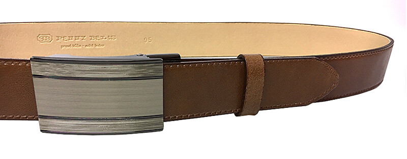 Penny Belts Pánský kožený společenský opasek 35-020-A7 Hnědý 110 cm