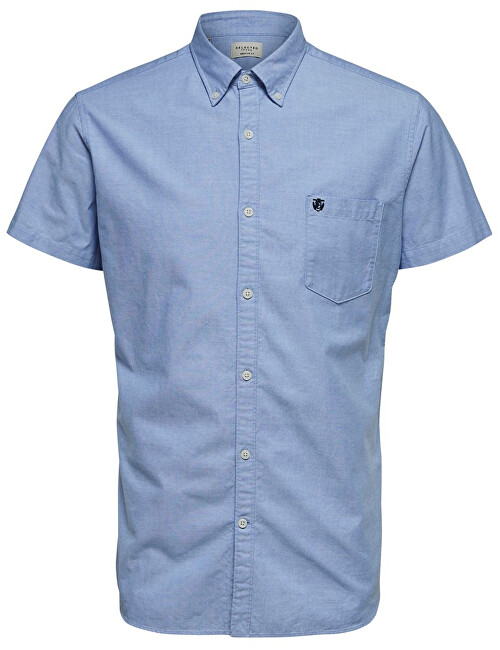 SELECTED HOMME Pánská košile Regcollet Shirt Ss W Noos Light Blue S