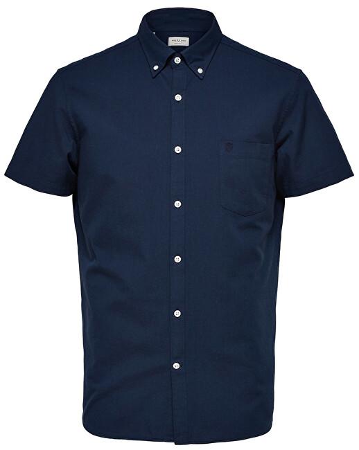 SELECTED HOMME Pánská košile Regcollet Shirt Ss W Noos Moonlit Ocean XL