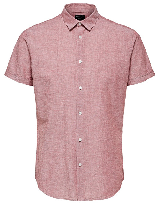 SELECTED HOMME Pánská košile Slimlinen Shirt Ss Classic B Brick red Tops B 9 XXL
