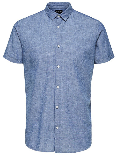 SELECTED HOMME Pánská košile Slimlinen Shirt Ss Classic B Medium blue Tops B 9 L