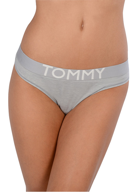 Tommy Hilfiger Dámské kalhotky Tommy Minimal Thong Grey Heather UW0UW01060-004 L