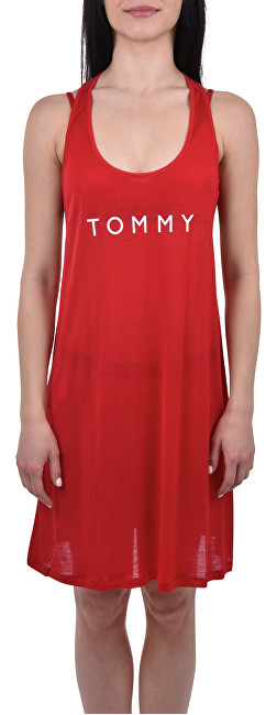 Tommy Hilfiger Dámské šaty Tommy Short Tank Dress Tee Tango Red UW0UW01730-611 L