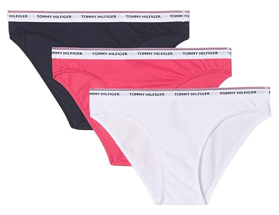 Tommy Hilfiger Sada dámských kalhotek Essentials 3P Bikini Claret Red/White/Navy Blazer UW0UW00043-640 S