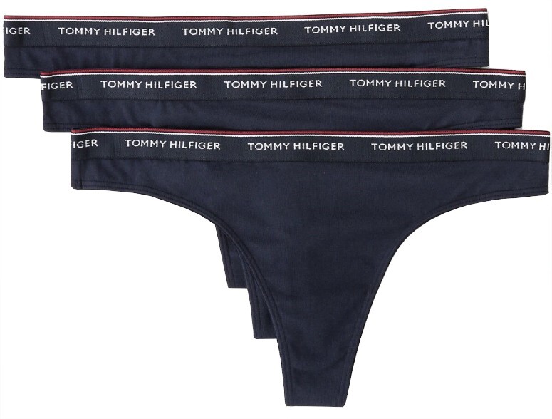 Tommy Hilfiger Sada dámských kalhotek Essentials 3P Thong UW0UW00048-416 Navy Blazer/Navy Blazer/Navy Blazer M